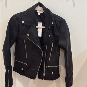 NWT Topshop Vegan Black Leather Biker Jacket
